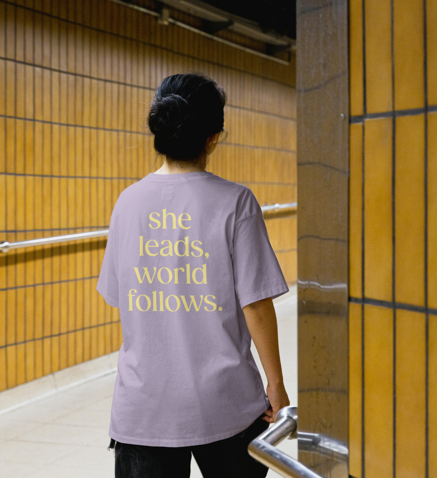 "she leads, world follows" T-Shirt - Image 2