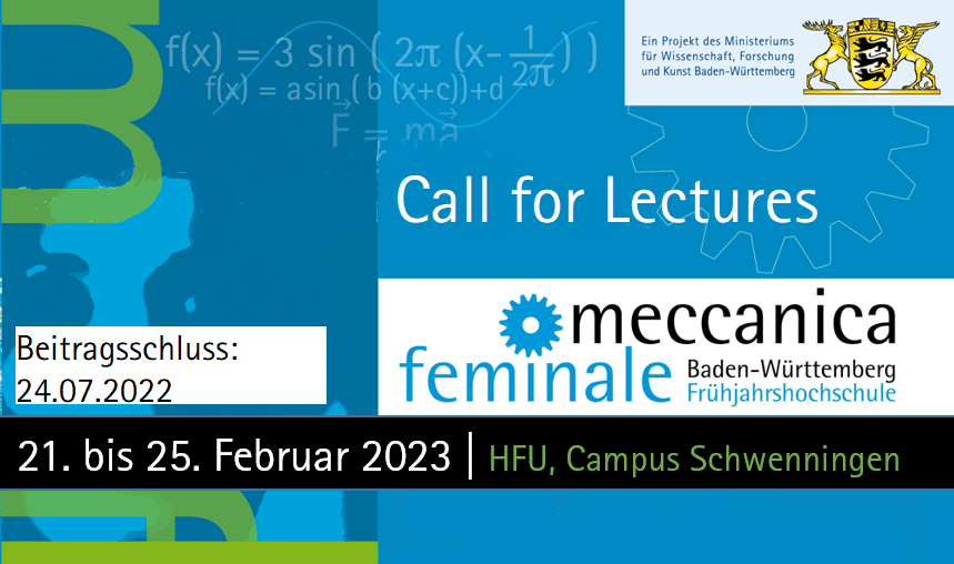 Call for Lectures für die 14. meccanica feminale in Baden-Württemberg